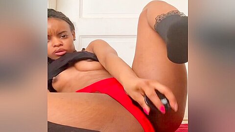 Super Cute Ebony Masturbation Session - free porn video
