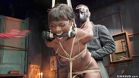 Tied And Suspended Ebony Fucked - free porn video