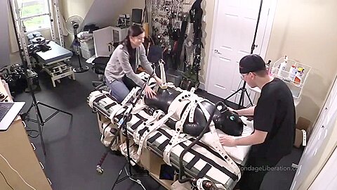 Tied Up With Segufix :: Latex Inflation Bondage Scene With Air Pump - free porn video