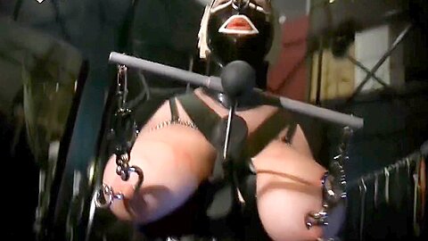 Slave M Dungeon Session :: Big Tits Latex Masked Woman Fucked Hard - free porn video