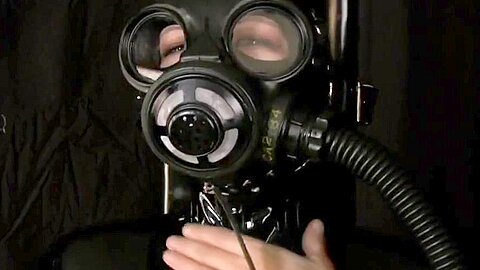 Breath Control And Latex :: Leather Dominatrix Bound With Gas Mask And Syringe - free porn video