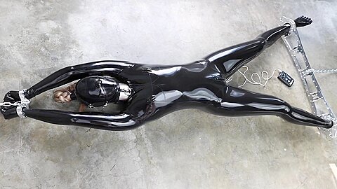 Rubber-bound Girl In Electro Play :: Latex BDSM Slave Spread Eagle Scene - free porn video